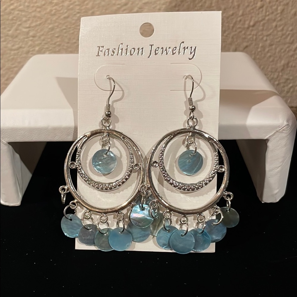 Fashion Jewelry Silver and Aqua Blue Bohemian Earrings